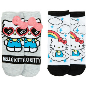 Hello Kitty Rainbows and Shades Women's No Show Socks 2-Pack Sock Size 9-11 New